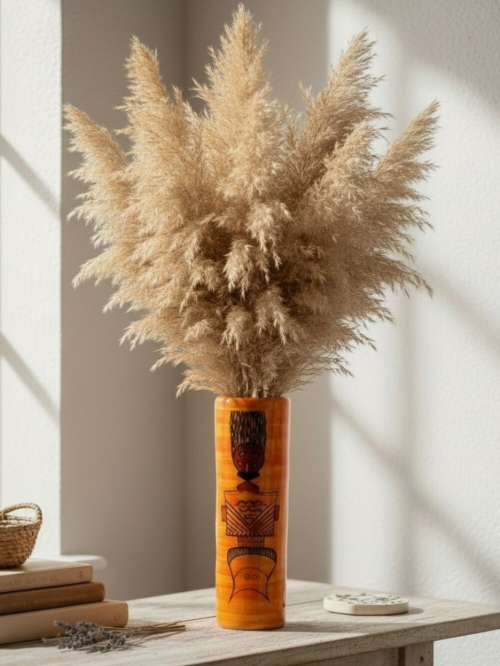 Aarong Bangladesh Tall Ceramic Flower Vase Folk Art Decoration Bohemian